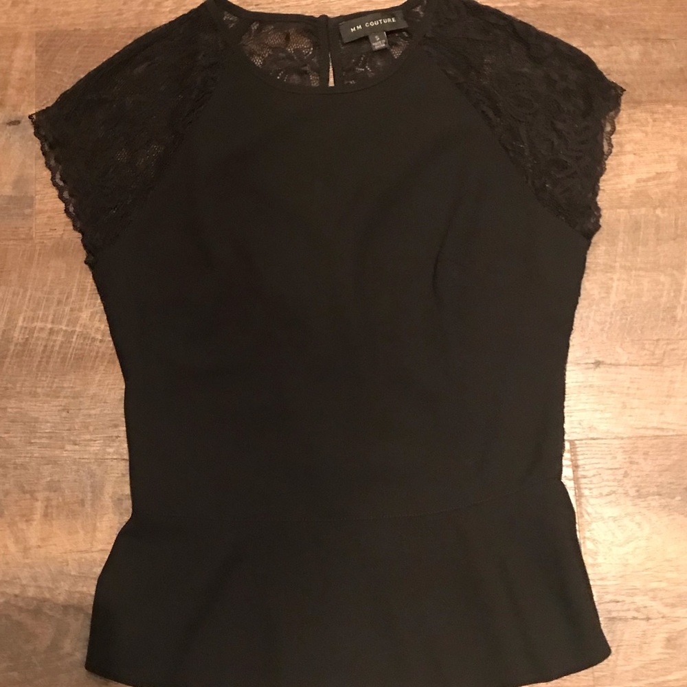 Short Sleeve Lace Peplum Top